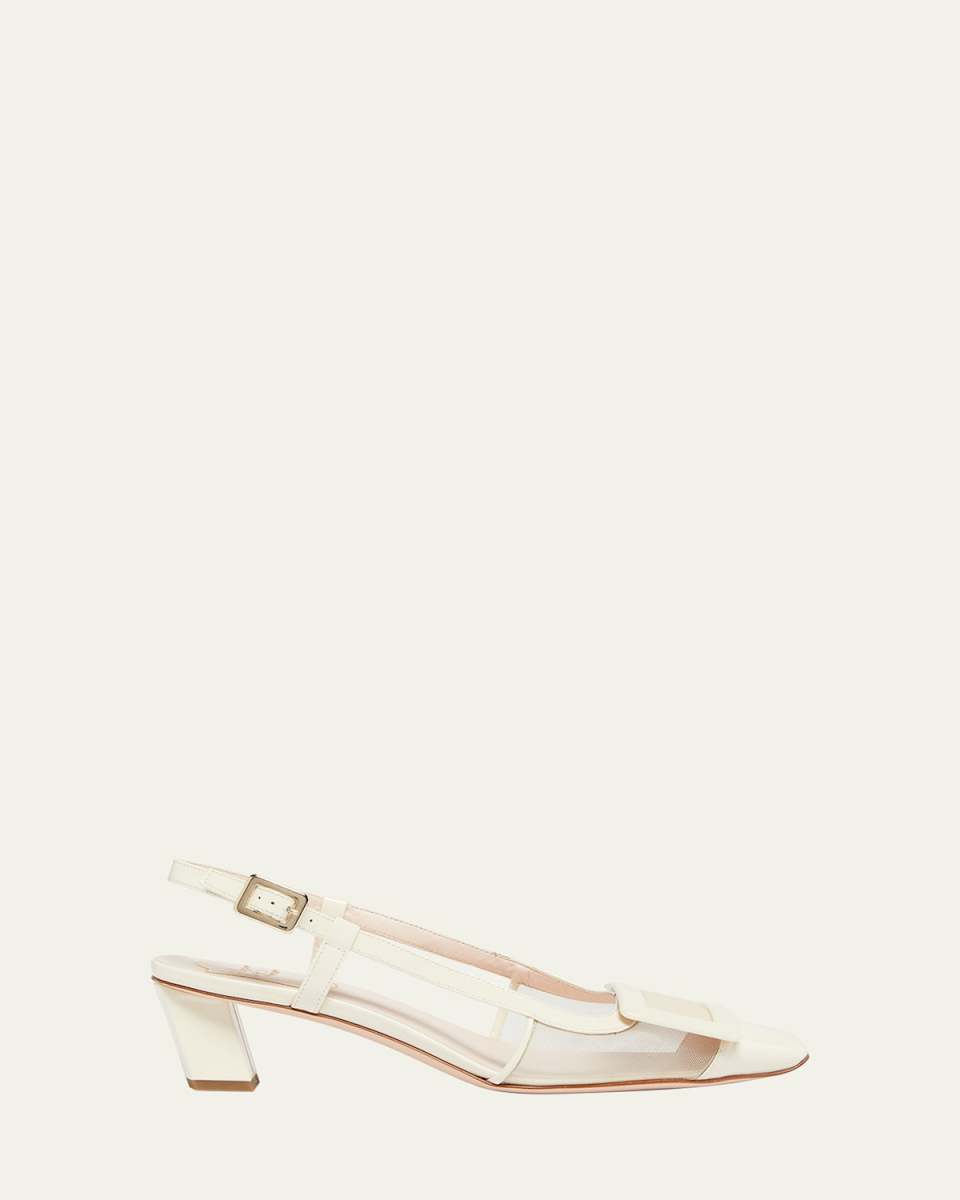 Belle Vivier Mesh Buckle Slingback Pumps